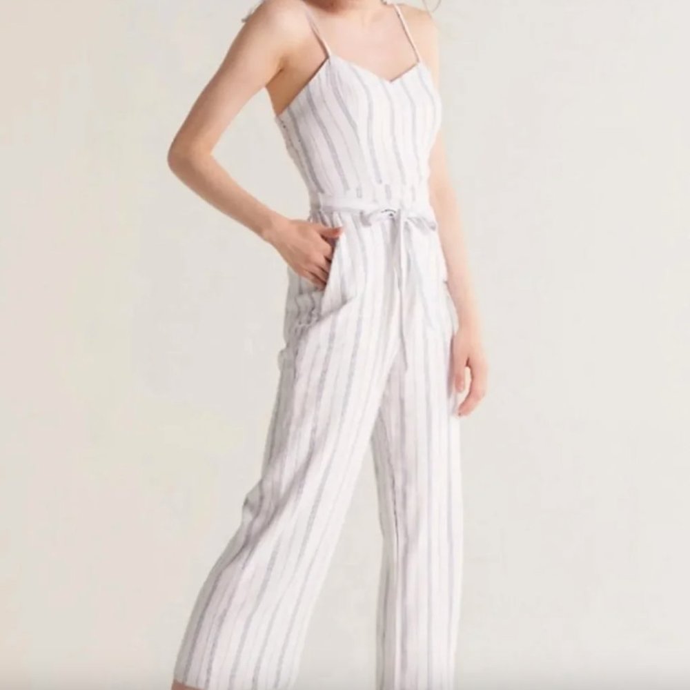 Abercrombie and Fitch Striped Linen Blend Jumpsuit Size S